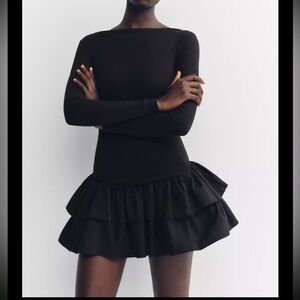 Zara Black Pleated Mini Dress for Night Out